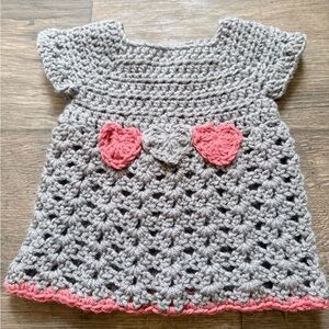 Handmade Gray and Pink Crochet Kids Top